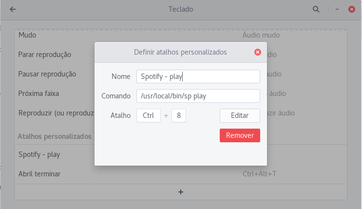 Atalho teclado spotify